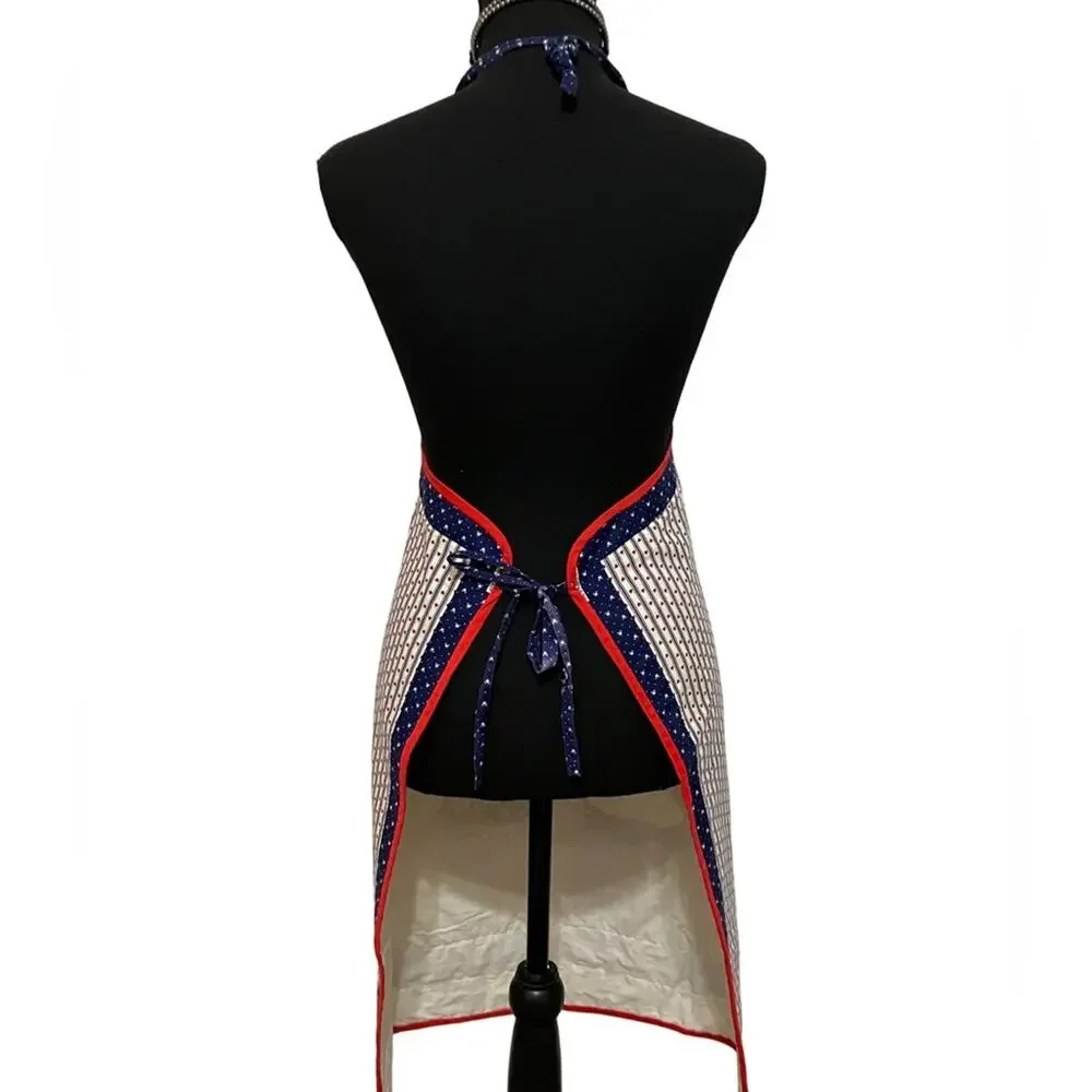 Hand Crafted Multicolor Apron with Red Trim